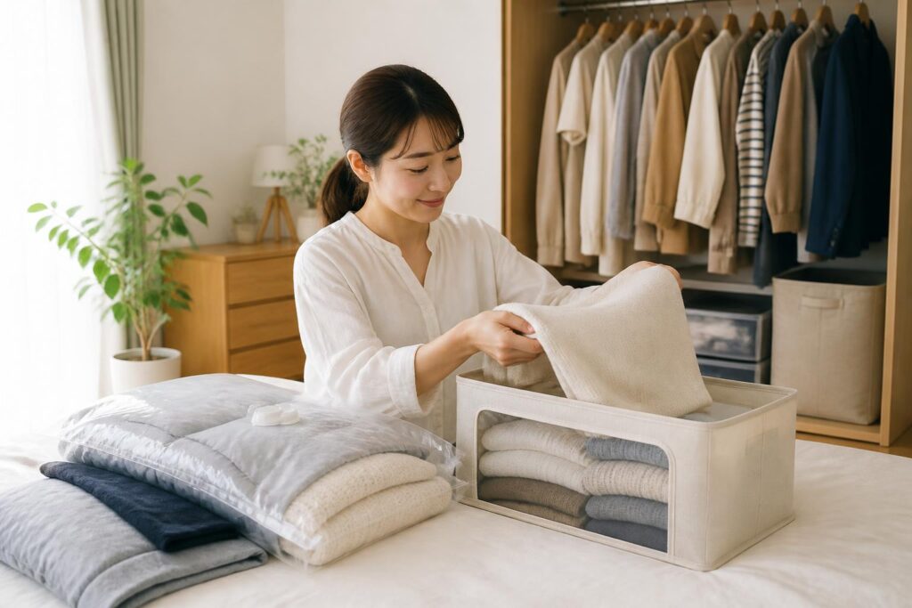 圧縮袋を使った衣替えの収納でカビ防止する方法は？